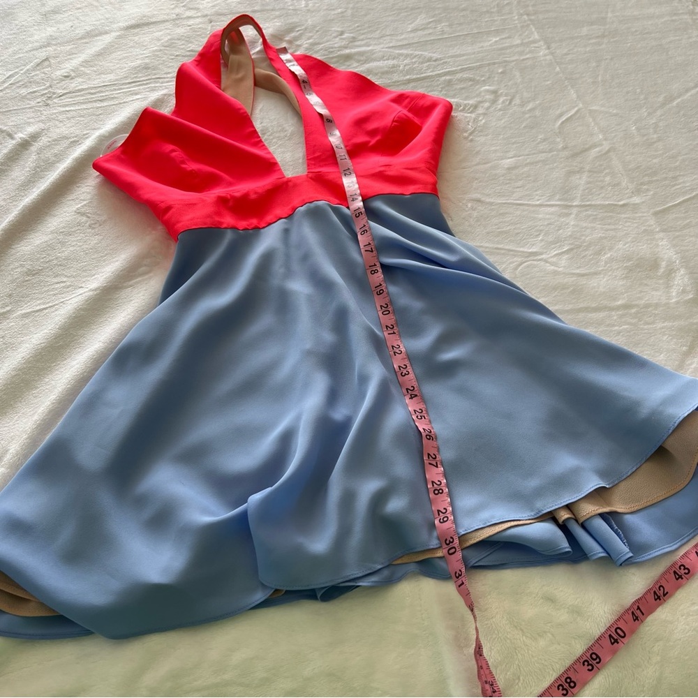 Naven 2 Tone Criss Cross Vixen Dress in Neon Salmon/Periwinkle - Picture 9 of 9